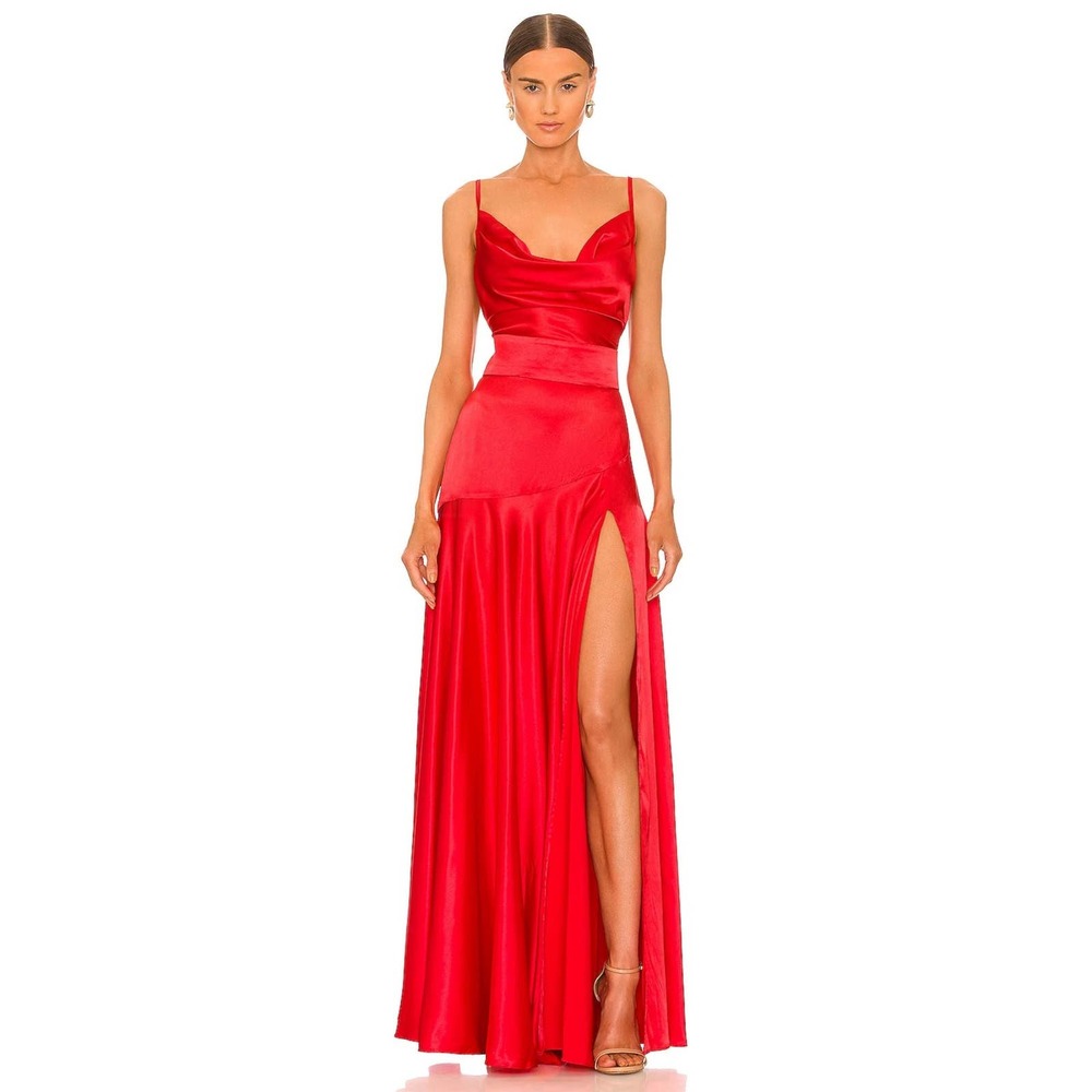 Bronx and Banco Scarlet Satin Midi Dress